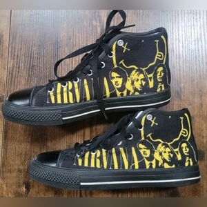 Nirvana Black and Yellow High-Top Sneakers Size 7 NWOT